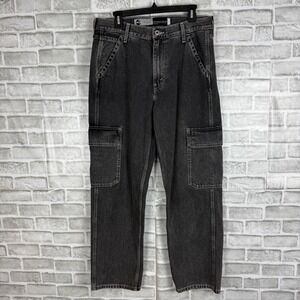 Levis SilverTab Loose Fit Cargo Jeans Mens 32 x 32 Washed Black Denim A5666-0001
